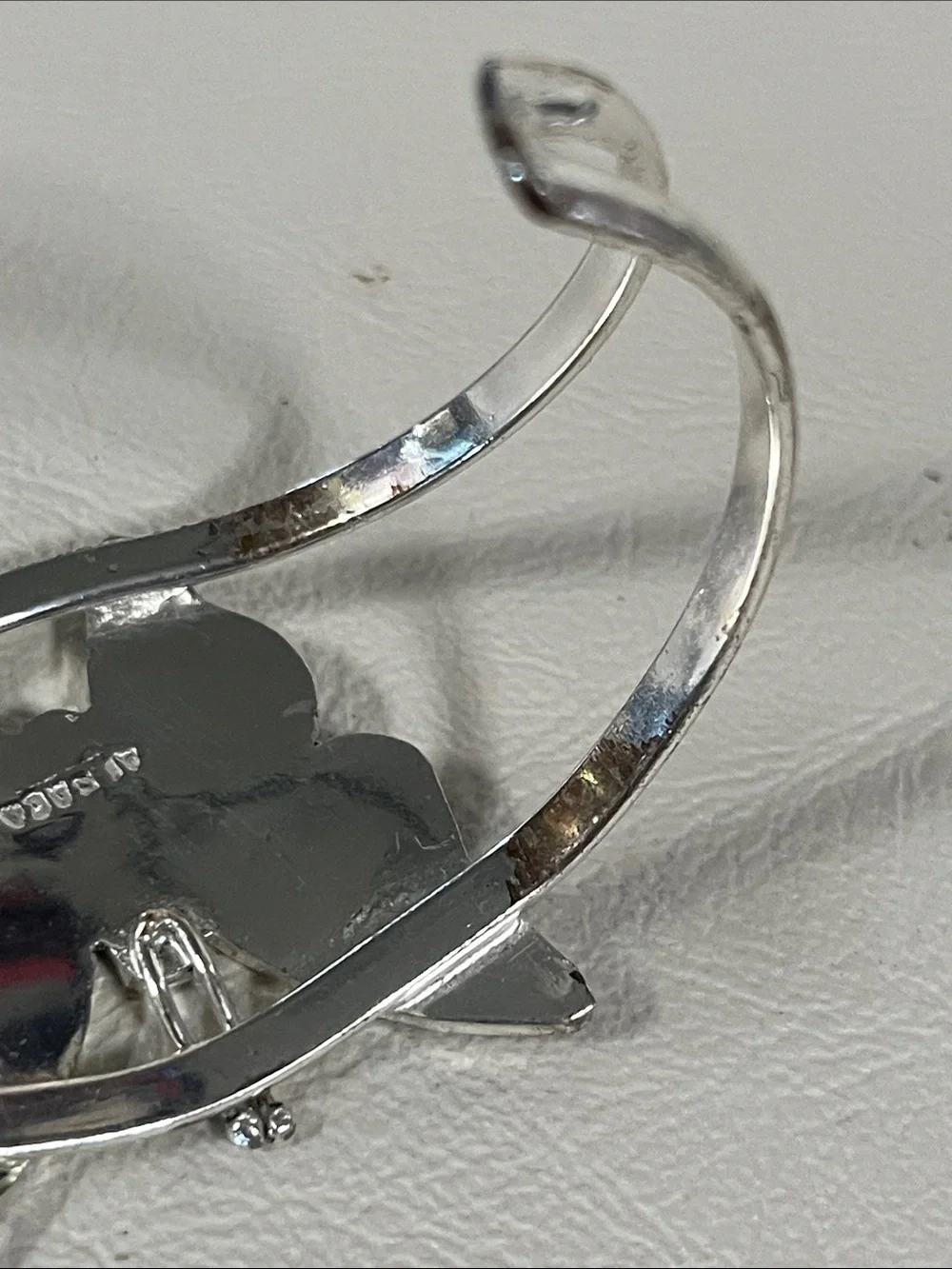 Iridescent Butterfly Cuff Bracelet - Silver Tone